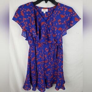 GB Girl's Blue and Red Short Sleeve Dress Sz M